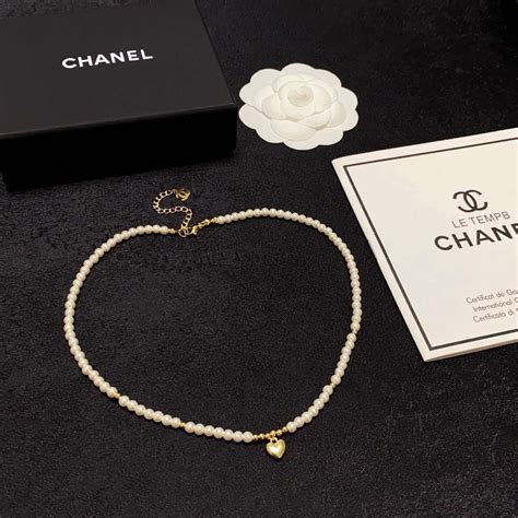 chanel heart pearl necklace|authentic chanel pearl necklace.